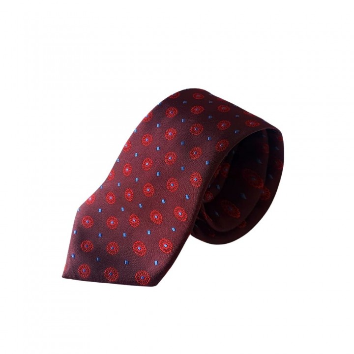 Tie with Red Lotus Pattern - 147*7,5 cm